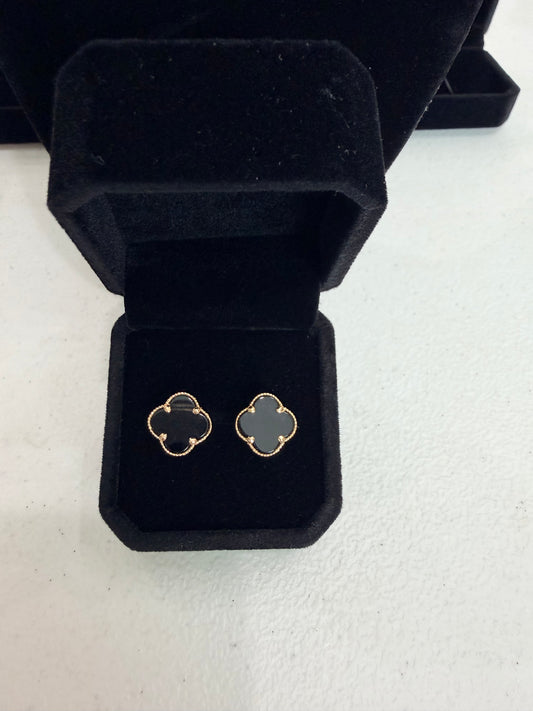 14k gold earrings black