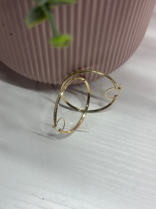 14k Gold hoop Cubic Zirconia earrings