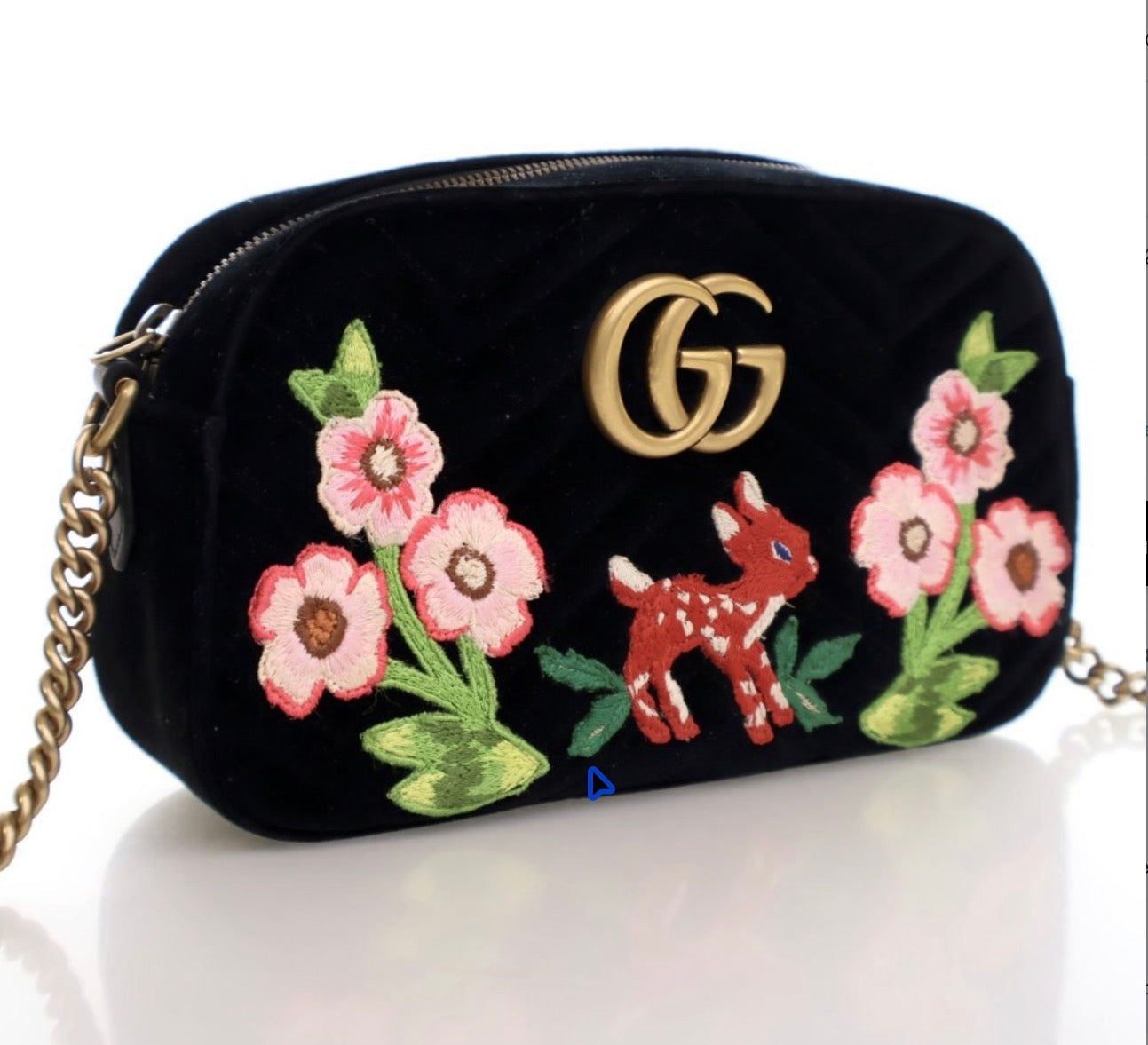 Pre-Owned Gucci Small Velvet Gucci Marmont Bag